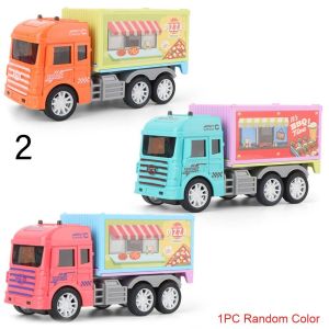 UFANSM Random Color Creative Push Forward/Backward Cooking Game Mini Inertia Car Kitchen Role Play Ice Cream Truck Van Lorry Model