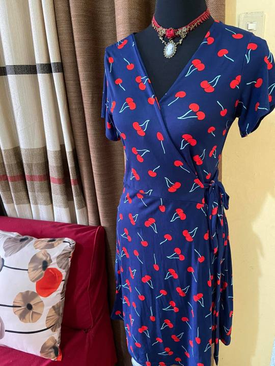 Cherry wrap dress Lazada PH