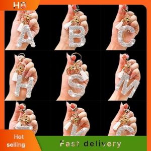 HB Fashion 26 Letter A-Z Keychain Luxury Elegant Rhinestone Alloy Keyring Bag Car Pendant Jewelry Accessories