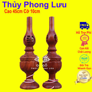 Đôi đèn dầu thắp sáng trang trí gỗ hương cao 45cm