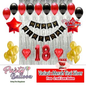 Dekorasi Paket Happy Birthday Murah Tema Merah Hitam