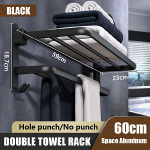 MISN Towel Rack Hanging Holder Space Aluminum Bathroom Stand Organizer Rack Accesories Organizer Bathroom Rack