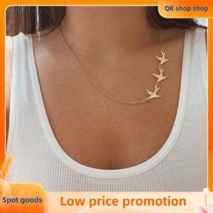 ✨QK shop✨ Creative Cute Silver Color Three Sparrow Bird Pendant Necklace For Women Simple Animal Retro Collar Chain Jewelry Accessory Gift