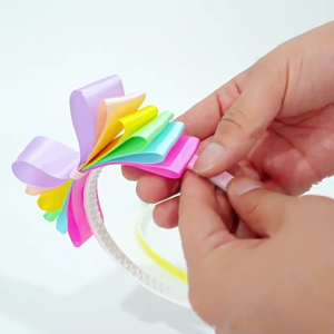 Kids Rainbow Ribbon Hair Bows Soft Elastic Headbands For Girls Toddler Hair Accessories Party Hairband