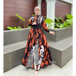 ABSTRAK DRESS GAMIS TWILL RAYON CANDI MEKAR GAMIS BATIK CAP SHALDA PEKALONGAN