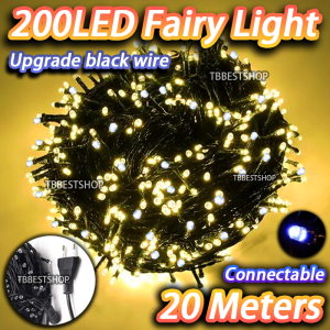 Upgrade 20M 200led led light Strip 2024 Hari raya Decoration Fairy lights black wire Connectable lamp Outdoor Waterproof 10m string Light Lampu raya