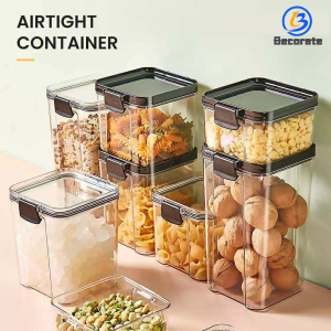 BECORATE Airtight Container Food Storage Canister Transparent Sealed Tank PET Leak Proof Jar