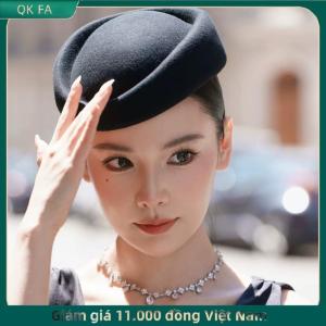 QK FA ✨ Mũ beret Mũ hãng hàng không tiếp viên hàng không mũ cổ điển mũ đen phẳng đầu mũ tóc Clip Phụ kiện tóc