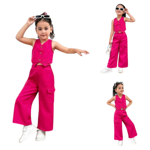 KATHYNew Hot Trend Best Seller V neck Chaleco Vest and  Cargo Pants Terno Set   - ages from 4 to 12 ages - classy and elegant - timeless classic  - timeless piece - casual office or party - classic piece - super kapal ng tela - hindi kayo magsisi Our ai