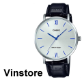 [Vinstore] Casio MTP-VT01 Black Leather Strap Silver Dial Quartz Analog Men Watch MTP-VT01L-7B1UDF MTP-VT01L-7B1. 