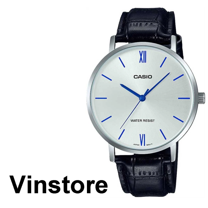 [Vinstore] Casio MTP-VT01 Black Leather Strap Silver Dial Quartz Analog Men Watch MTP-VT01L-7B1UDF MTP-VT01L-7B1