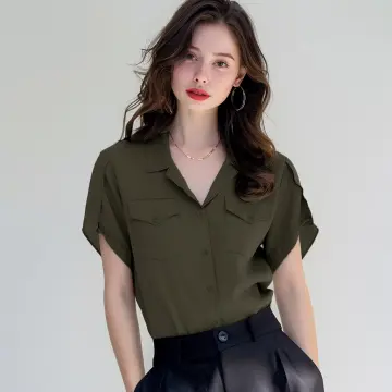 Army green shirt women's best sale