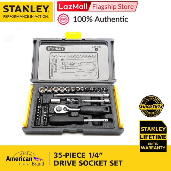 STANLEY® 35Piece 1/4” Drive Socket Set, 4 to 14mm sockets Hand Tools