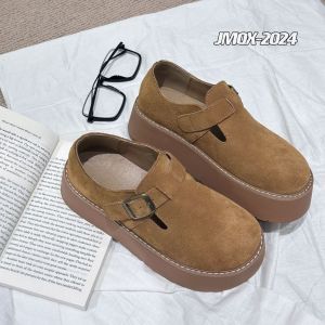 รองเท้า Bocen พื้นหนาเพิ่มความสูงรองเท้าชั้นเดียวแบบสวมหัวแบบหุ้มทั้งหมดสำหรับผู้หญิง 2024 รองเท้า Borken ต้นฤดูใบไม้ร่วงรุ่นใหม่