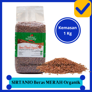 SIRTANIO Beras MERAH Organik 1kg - Beras Sehat untuk MPASI / Diabetes / Diet Rendah Gula
