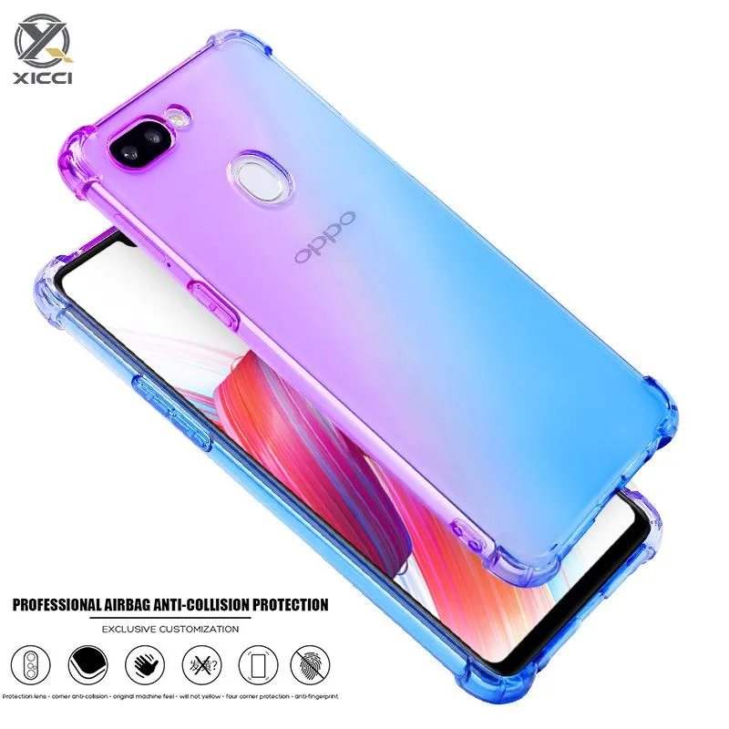 XICCI For OPPO F7 Gradient Color Case Cover Soft TPU Silicone Phone cases  Back Cover Shockproof Casing