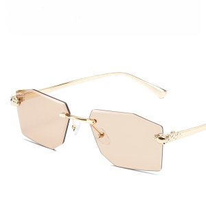 (GENTLE MOSCOT) Anti Uv Gradient Frameless Sunglasses Luxury Polygon Summer Beach Shades for Women