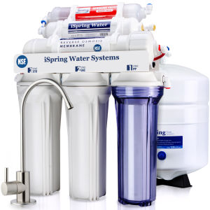 iSpring RCC7AK เครื่องกรองน้ำตื่ม NSF Certified 75 GPD 6-Stage RO Drinking Water Filtration System Reverse Osmosis System pH+ Alkaline Remineralization Under Sink Patented Top-Mounted Faucet