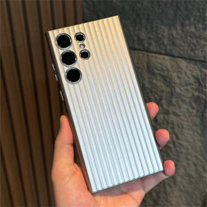 Luxury Matte Stripes Phone Case For Samsung Galaxy S26 S25 S24 S23 Plus Ultra Camera Protection Shockproof Hard PC Back Cover
