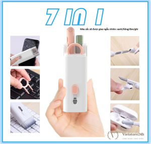 Bộ Vệ Sinh Bàn Phím Tai Nghe 7 in 1 Đa Năng – Gỡ Keycap Cọ Lỗ Sạc Mút Nhung Bút Kim Chổi Quét