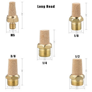AumoPro 1/8 1/4 3/8 1/2 M5 Bộ Giảm Thanh Khí Nén Bộ Lọc Tiếng Ồn Máy Nén Khí Bộ Giảm Thanh Bằng Đồng Bộ Giảm Thanh Cho Van Điện Từ