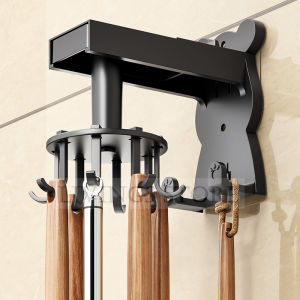 LIVING STORE Kitchen Rotating Hook Wall-Mounted 8 claws rack  kitchenware storage rack spatula spoon cutting board Multifunctional