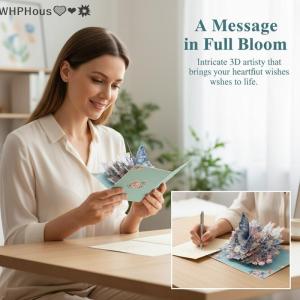 WP💓💛💖 1pc 3D Butterfly Greeting Card  Up Lovely Handmade Surprise for Christmas Mothers Day Valentines Day Festivals