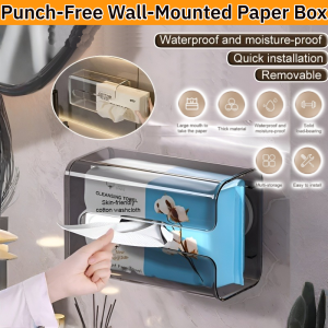 ✨Hot Sale✨Punch-Free Wall-Mounted Paper Box Bathroom Waterproof Sanitary Container Toilet Tissue Box