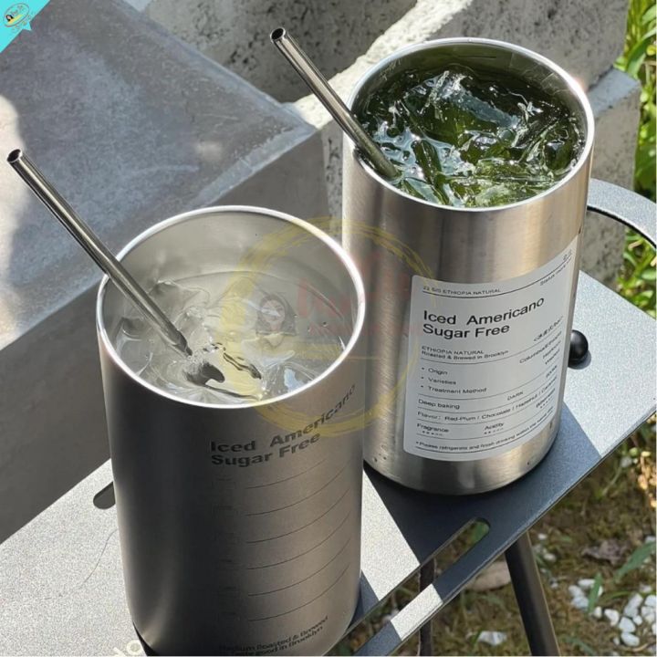 Cốc Giữ Nhiệt Iced Americano Hiệu Quả 6H Bình Giữ Nhiệt Inox 304 Có Ống ...