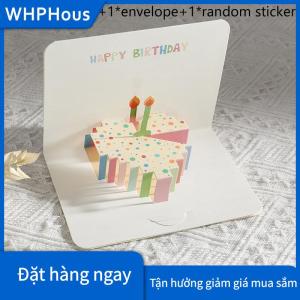 WHPHous 3D hạnh phúc thẻ sinh nhật Bánh hoa thẻ với phong bì vui thẻ sinh nhật cho phụ nữ người đàn ông Kid bạn bè thiệp chúc mừng bên món quà
