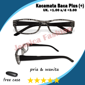 Kacamata Super Focus Plus Ready Ukuran +1.00 +1.25 +1.50 +1.75 +2.00 +2.25 +2.50 +2.75 +3.00 Frame Persegi Panjang Motif Kotak Bening Lensa Bening Untuk Pria Wanita - FREE HARDCASE