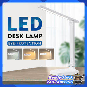 LED Desk Lamp Portable Folding Touch Dimming 3 Color Modes Table Lamp Eye Protect Phone Holder Reading Light Room USB Rechargeable Working Study Lamp
