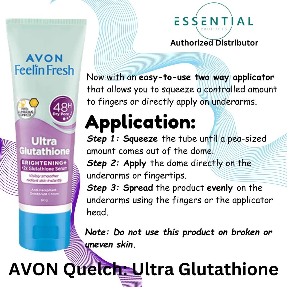 AVON Feelin Fresh Brightening + x2 Glutathione Serum Ultra Glutathione  Anti-Perspirant Deodorant Cream 55g - Lazada | Lazada PH