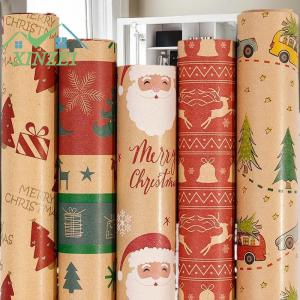XZ✨✨✨ 1pcs lễ hội giấy kraft với cây bông tuyết và các mẫu trang trí lý tưởng cho kỳ nghỉ gói quà giáng sinh gói giấy cuộn