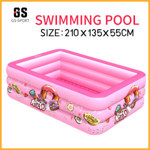 2.1M Rectangular Thickened 3 LAYERS Inflatable Swimming Pool Durable Pool For Family Outdoor Kids Out