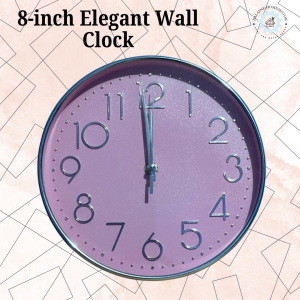 8 inch Pink Elegant Wall Clock Classic Minimalist Round Aesthetic Home Decor