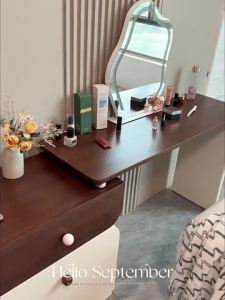 Urban Echo Solid Wood Dressing Table Extendable Corner Desk Bedroom Bedside Multifunctional Storage Makeup Table