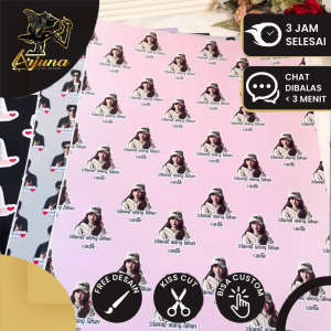 Kertas Kado Custom Desain Muka Wajah Aesthetic Tambah Tulisan Wrapping Papper Bungkus Hadiah Murah