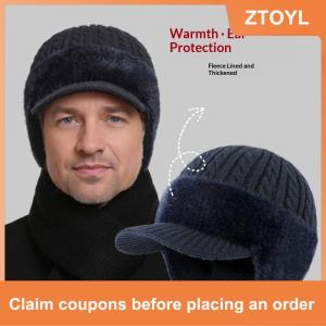 【ZTOYL】 New Outdoor Winter Hat Plush Knit Baseball Cap Fashionable Dad Hat With Ear Protection For Men