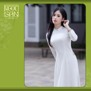 Áo dài trắng tinh cấp 3 tay dài dáng ôm tôn dáng thanh lịch đi học họp lớp - Áo dài Ngọc San