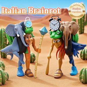 Italian Brainrot Tung Tung Tung Sahur Toys Action Figure for Kids Gifts Tralalero Tralala Model