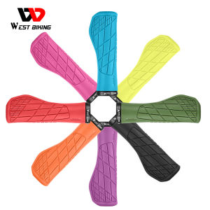 WEST BIKING 1 Pair Bicycle Rubber Grips Anti-Skid Shock Absorption Bike Grips Bicycle Handlebar Cover Handle Grips MTB Bicycle Bikes Parts