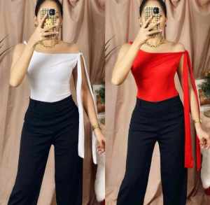 Juls Asymetric Long Strap Short Sleeves T-shirt   - xs to medium - made of soft fabric - premium quality - stretchable  - excellent quality  - comfortable  - cute and trending tee - basic tshirt  - casual t-shirt  - scoop neck tshirt  - soft and comfortab