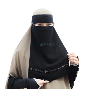 Niqab Bandana Alhajr Sifon Silk Jetblack Alsyahra Exclusive