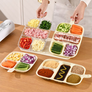 5 Grids Multi Purpose Grid Side Dish Preparation Ingredients Divided Plate Living Room Fruit Snack Plate