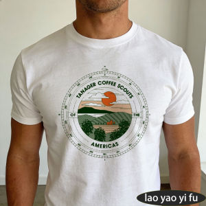 [Local Stock] HBESTY  Coffee Scouts Compass Badge Graphic T Shirt Men Tee Coffee Lover Emblem Print Top Summer Cafe Morning Clothes