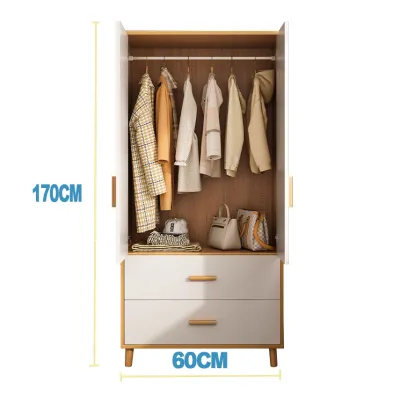 ROOSIO Furniture Simple Modern Wardrobe Solid Wood Storage Wardrobe with Drawer Door Drawer Cabinet for Clothes Organizer
