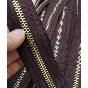 Aksesoris Tas Daun Resleting (2 Arah) Besi Alloy No.5A BESI MURNI (304 Coffee) Emas Muda - IMPORT