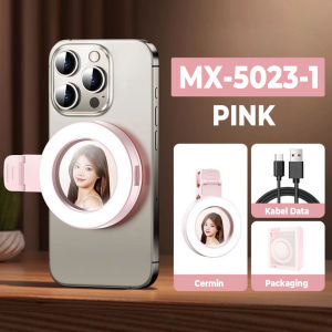 Ring Light Mini LED Mirror Selfie Jepit Hp Cermin Praktis Portable 3 Warna Lampu Konten Live