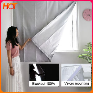🔥 100% Blackout Curtain Waterproof Curtain With Magic Tape for Window Bedroom Blinds Heat Insulation